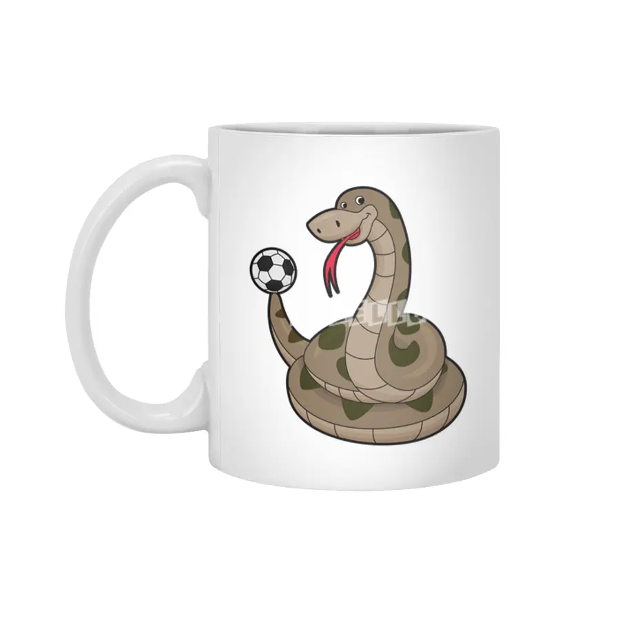 Snake as Soccer player with Soccer ball Beyaz Kupa