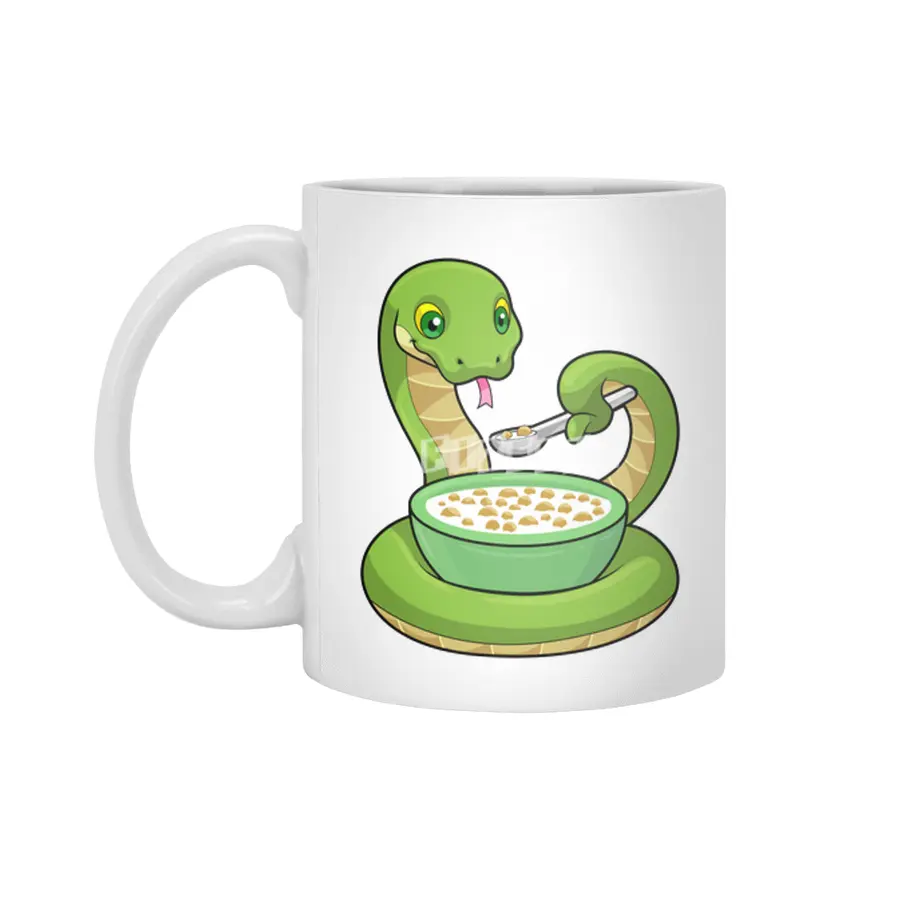 Snake at Eating with Muesli Beyaz Kupa