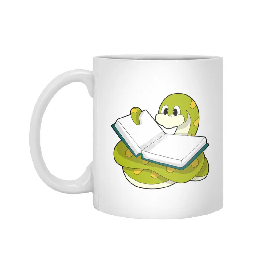 Snake at Reading with Book Beyaz Kupa