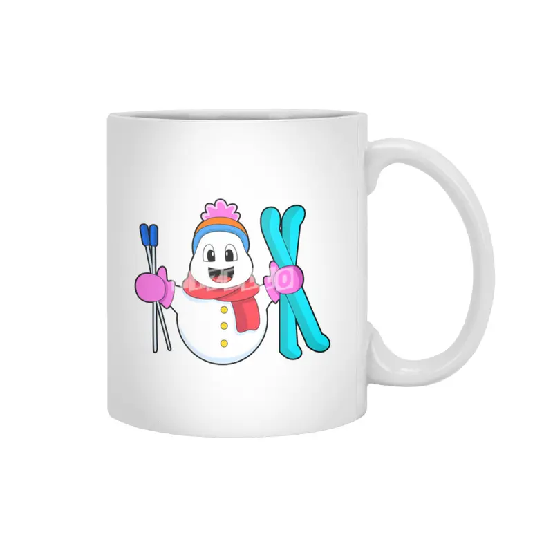 Snowman as Skier with Ski Beyaz Kupa