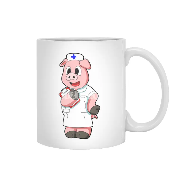 Pig as Nurse with Smock Beyaz Kupa