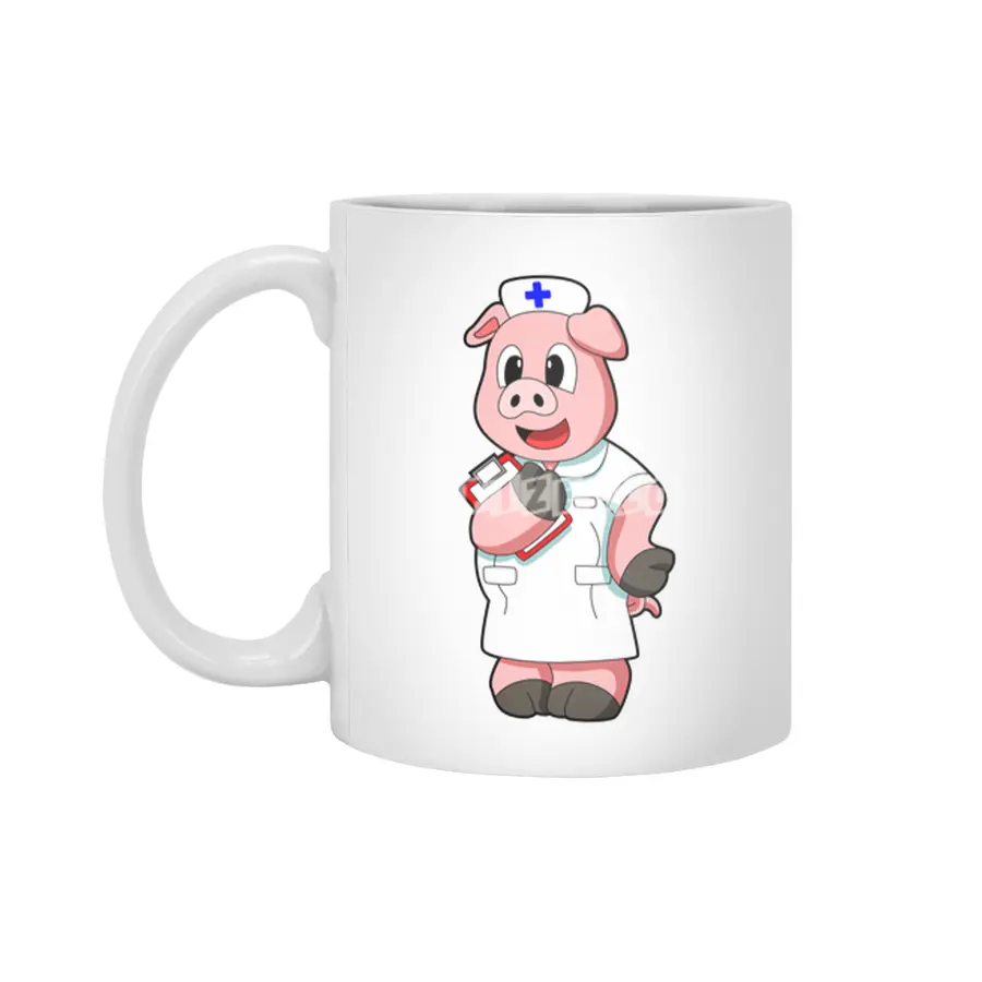 Pig as Nurse with Smock Beyaz Kupa