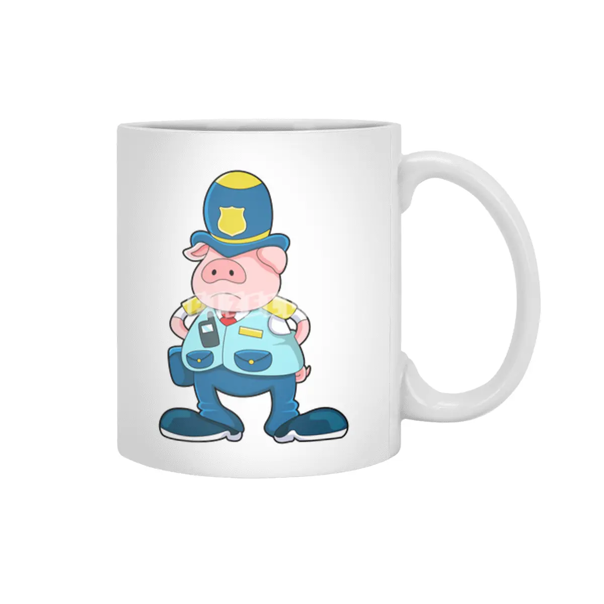 Pig as Police officer with Police Uniform & Hat Beyaz Kupa