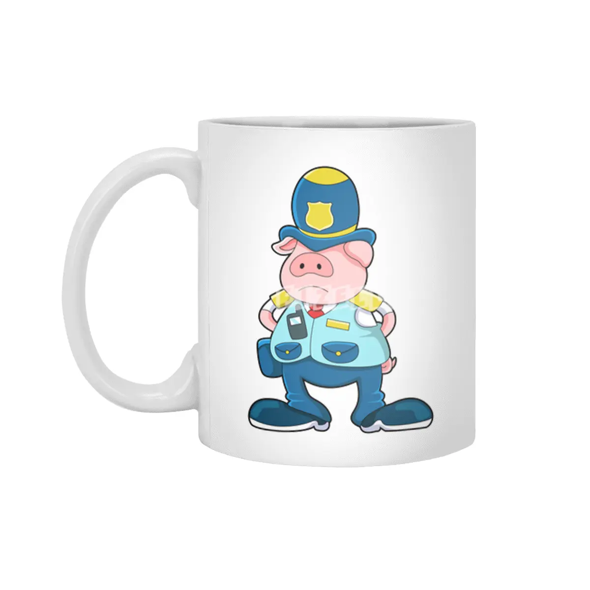 Pig as Police officer with Police Uniform & Hat Beyaz Kupa