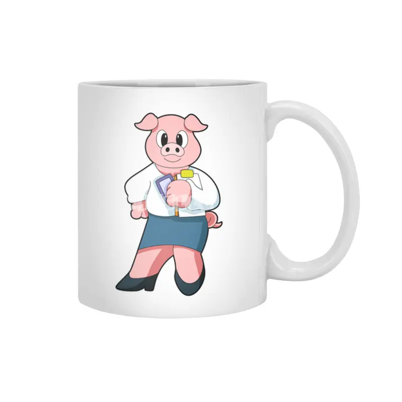 Pig as Secretary with Skirt Beyaz Kupa