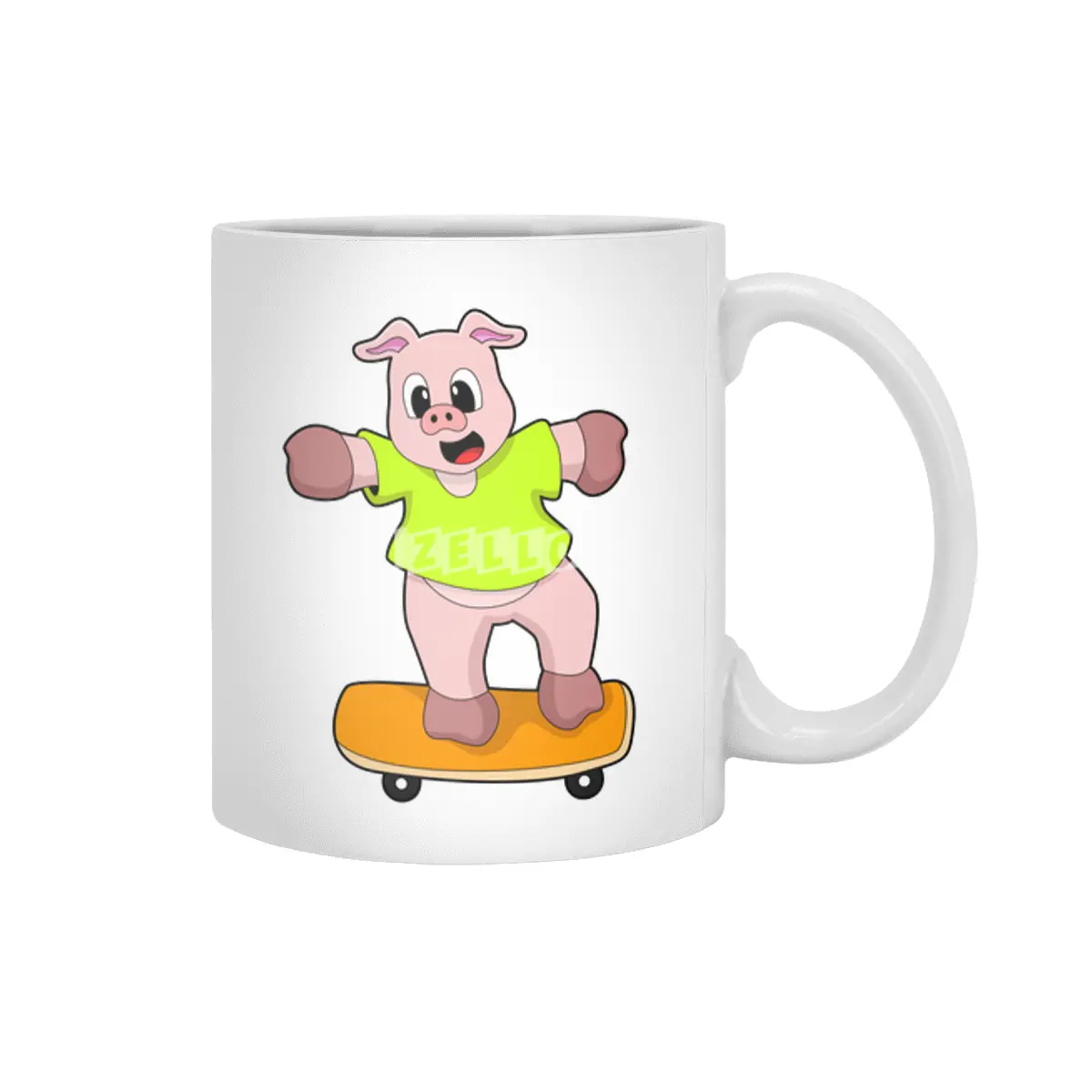 Pig as Skater on Skateboard Beyaz Kupa
