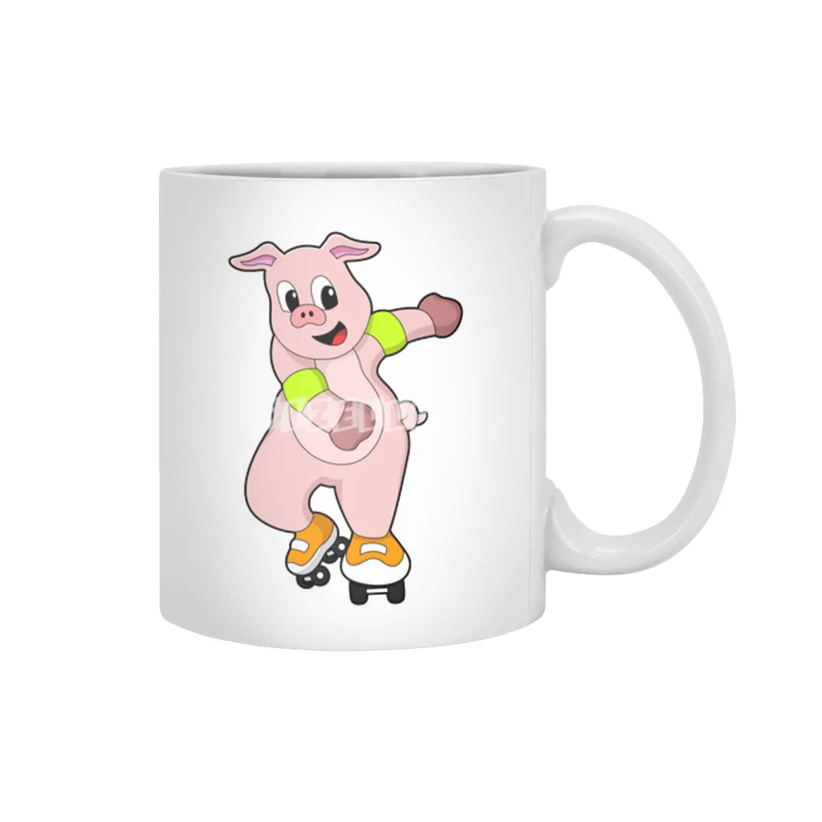 Pig as Skater with Inline skates Beyaz Kupa