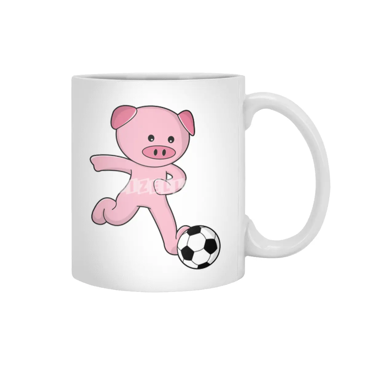 Pig as Soccer player with Soccer ball Beyaz Kupa