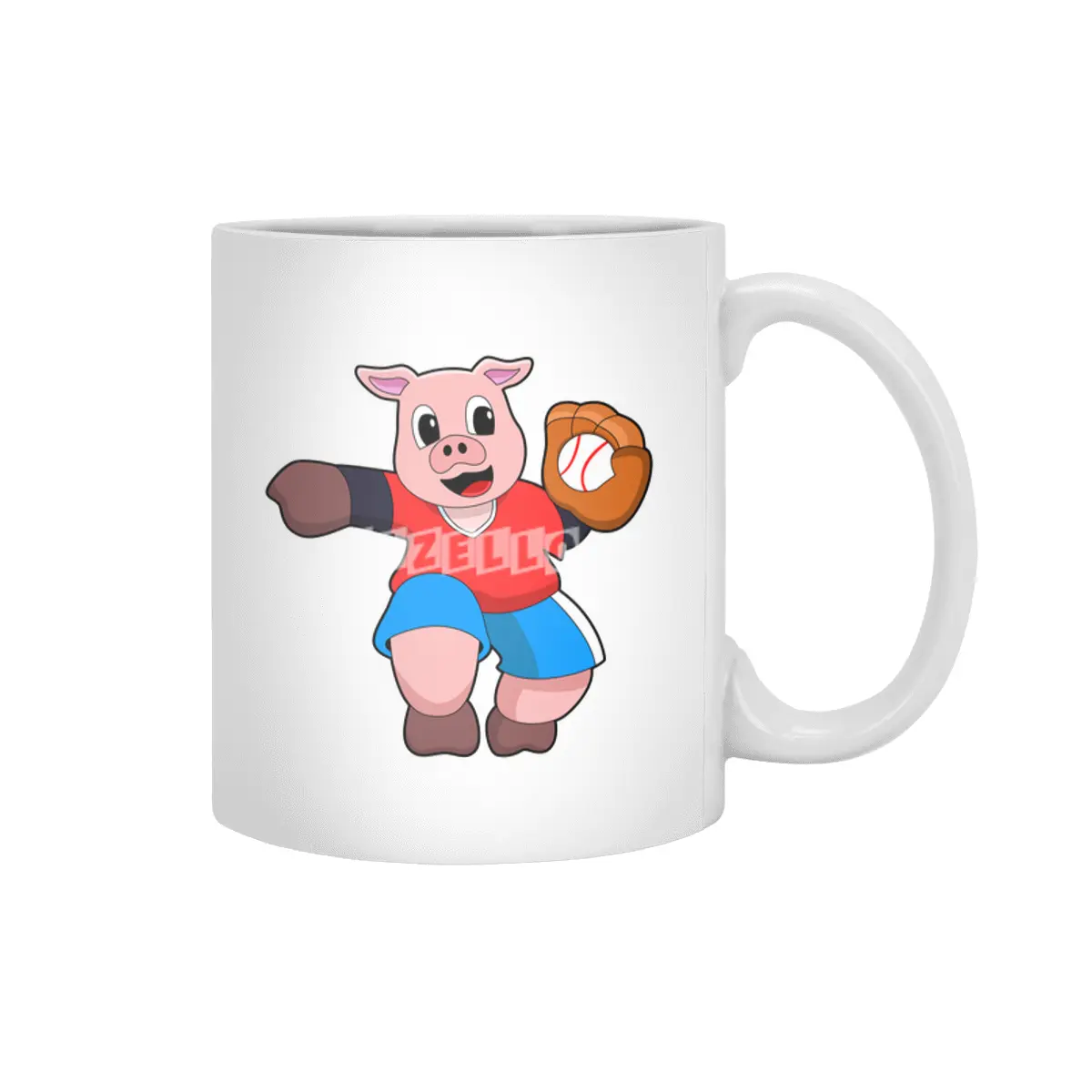 Pig at Baseball with Baseball glove Beyaz Kupa