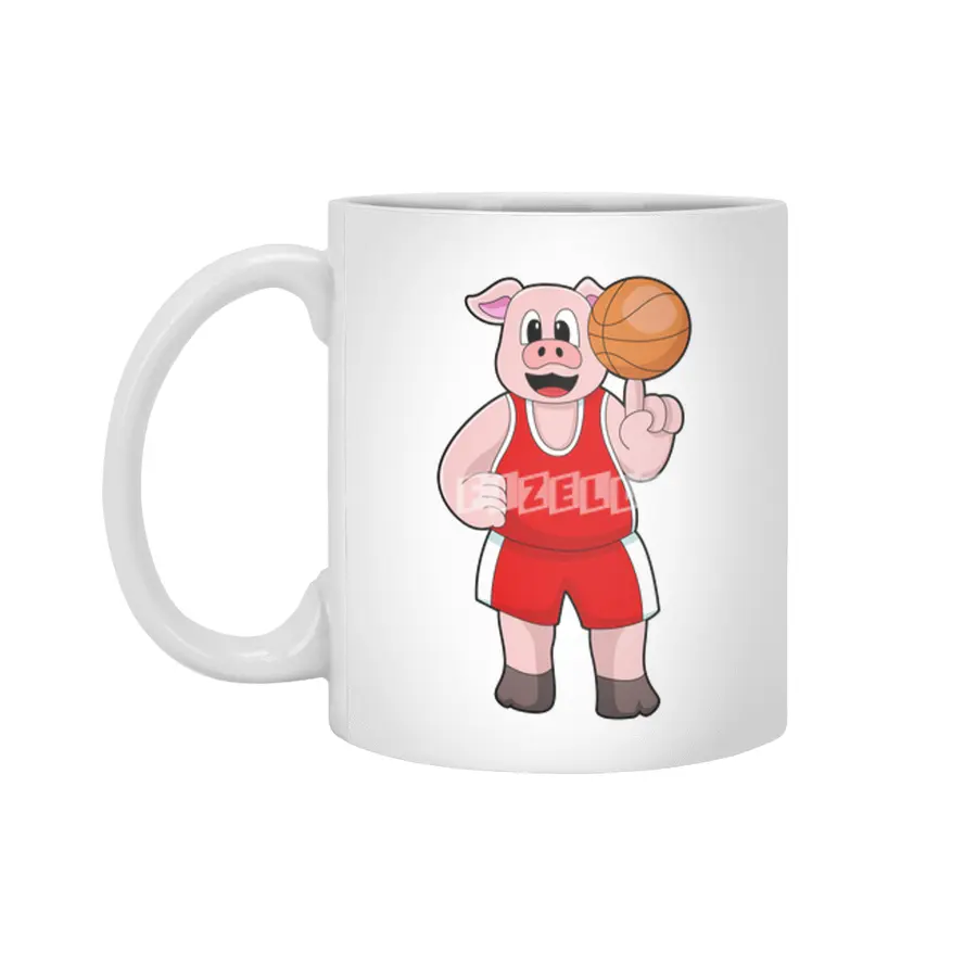 Pig at Basketball Sports Beyaz Kupa