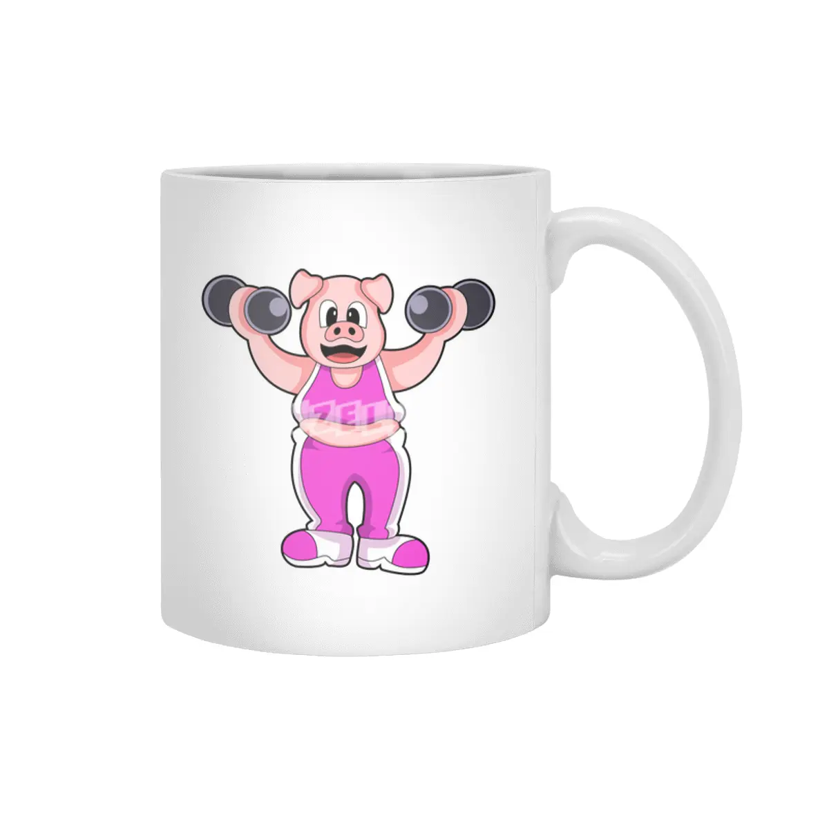 Pig at Bodybuilding with Dumbbells Beyaz Kupa