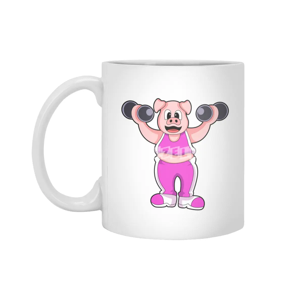 Pig at Bodybuilding with Dumbbells Beyaz Kupa