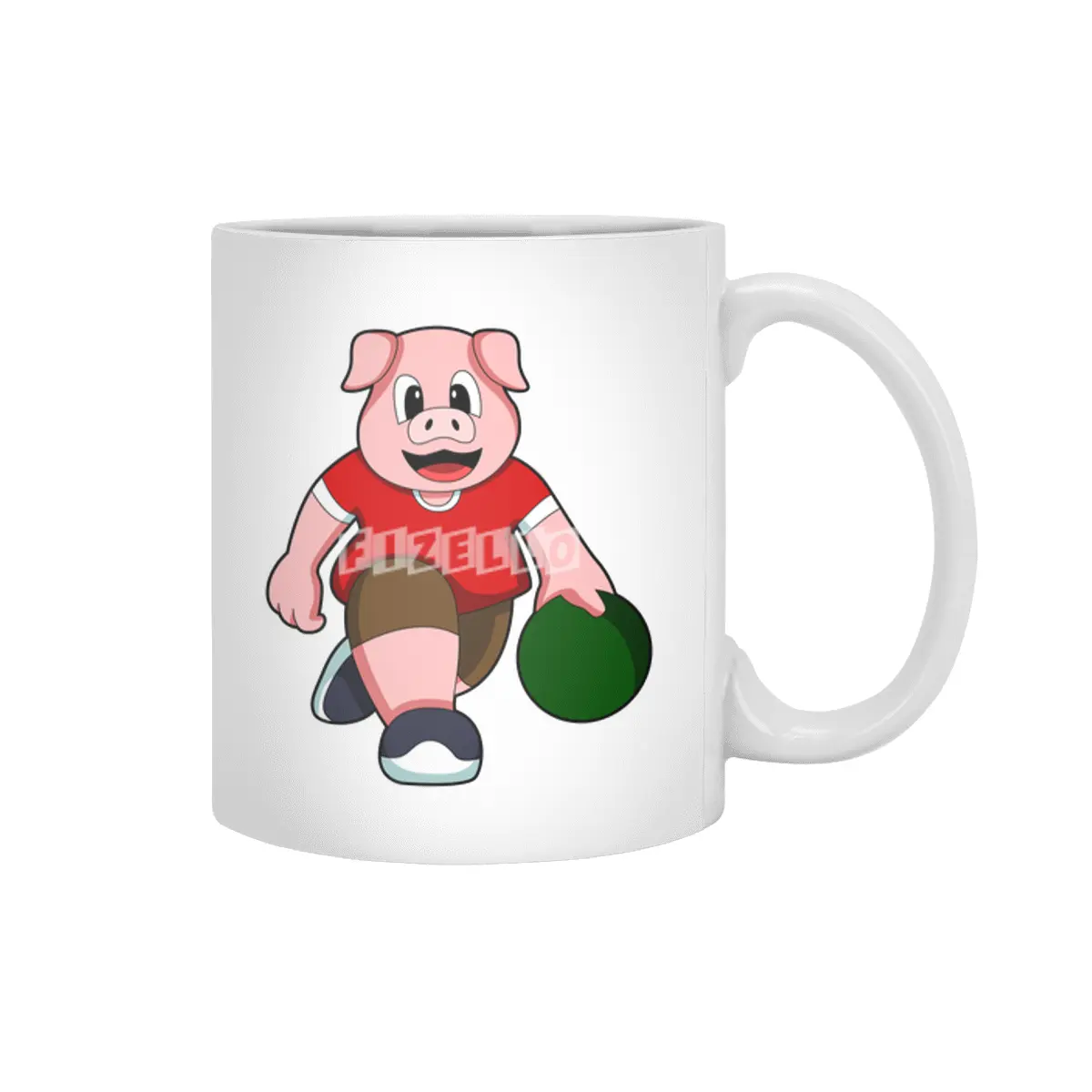 Pig at Bowling with Bowling ball Beyaz Kupa