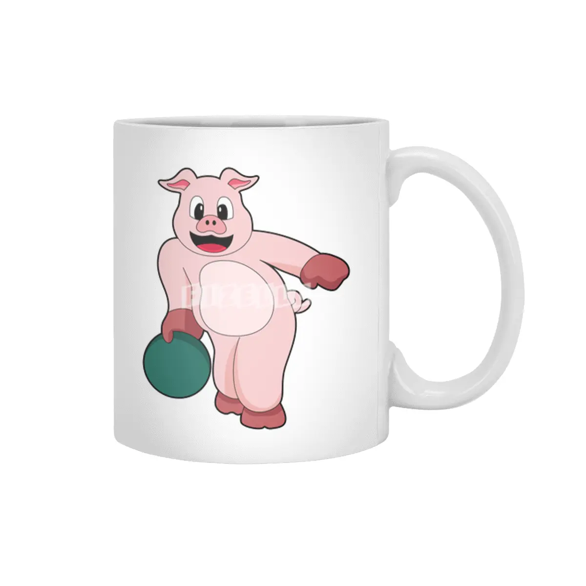 Pig at Bowling with Bowling ball Beyaz Kupa