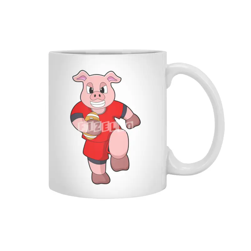 Pig at Football Sports Beyaz Kupa