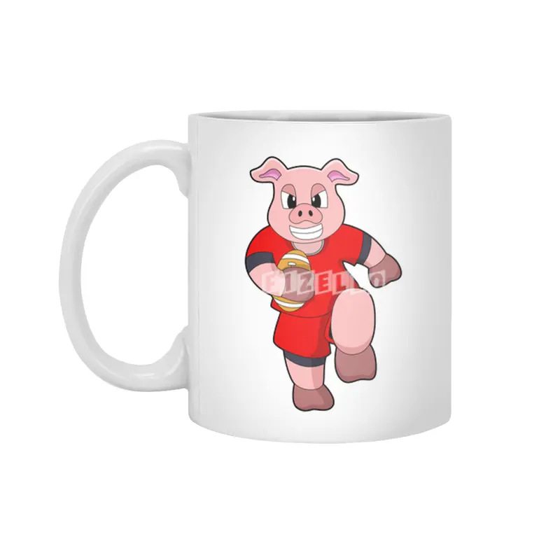 Pig at Football Sports Beyaz Kupa