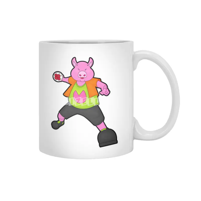 Pig at Handball player with Handball Beyaz Kupa