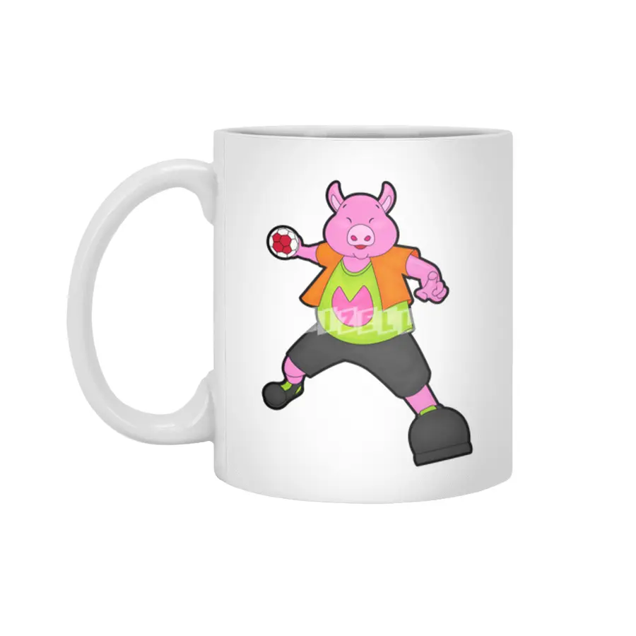 Pig at Handball player with Handball Beyaz Kupa