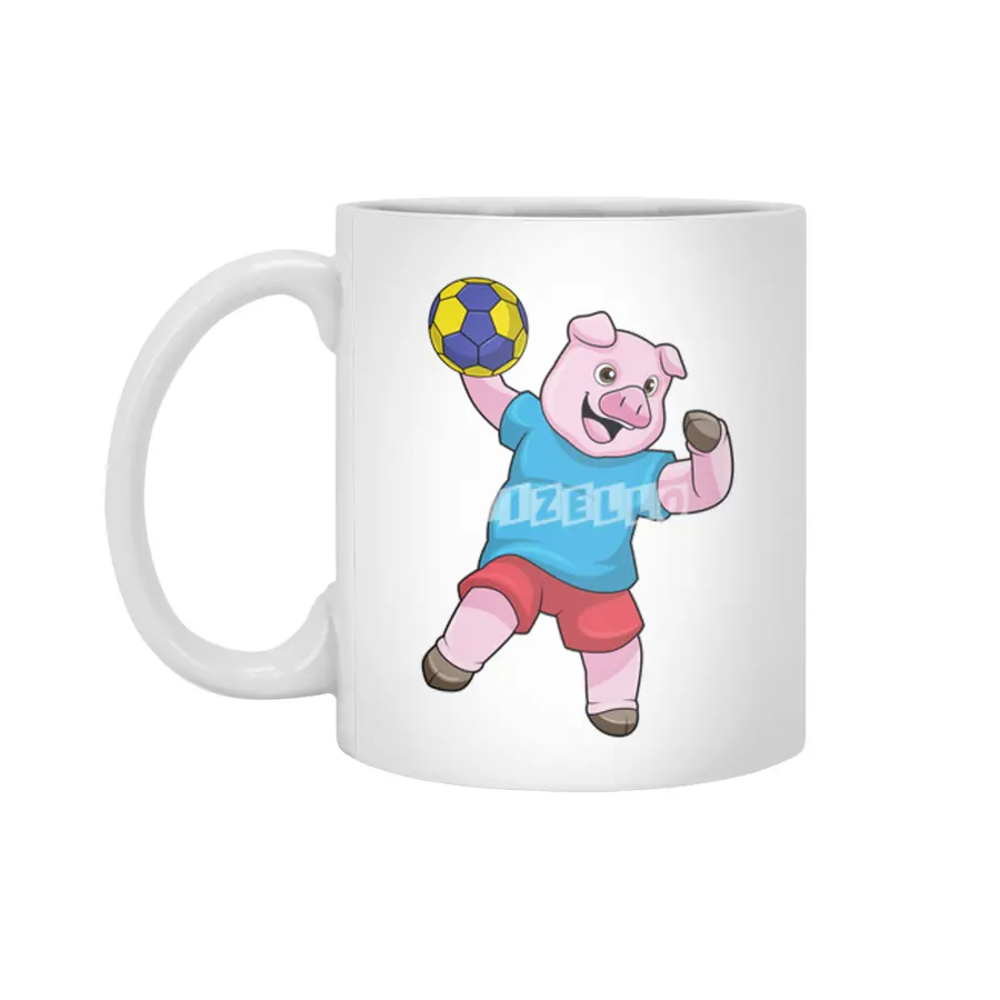 Pig at Handball Sports Beyaz Kupa