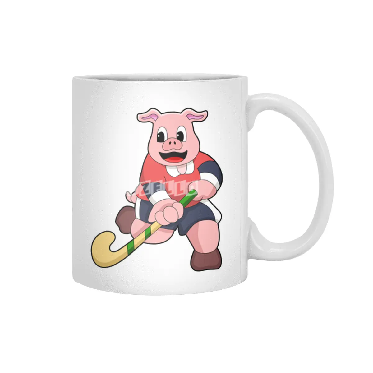 Pig at Hockey with Hockey bat Beyaz Kupa