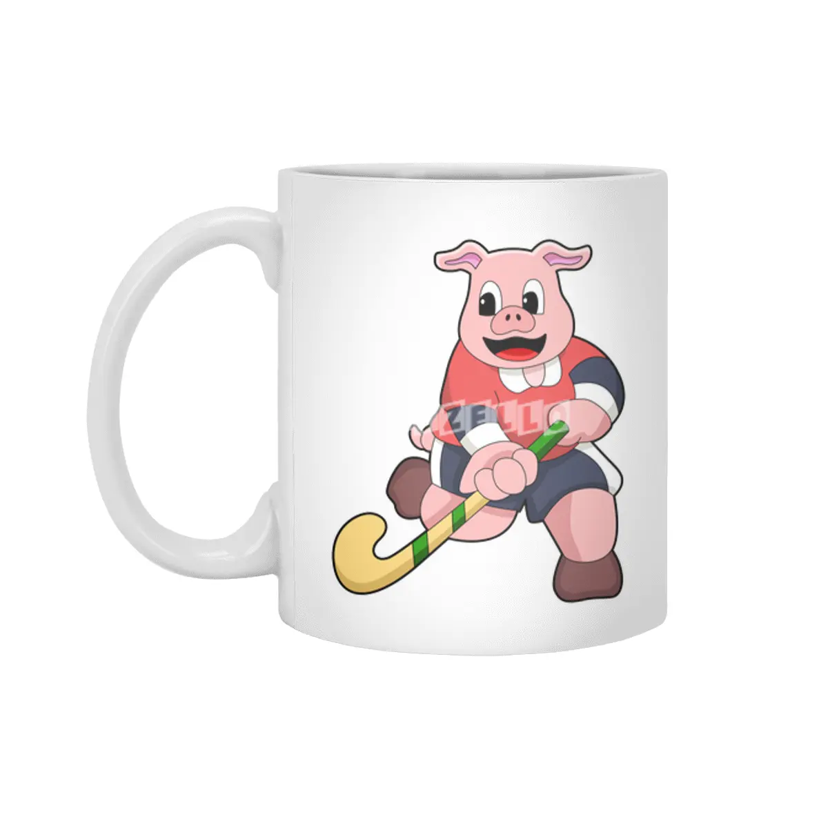 Pig at Hockey with Hockey bat Beyaz Kupa