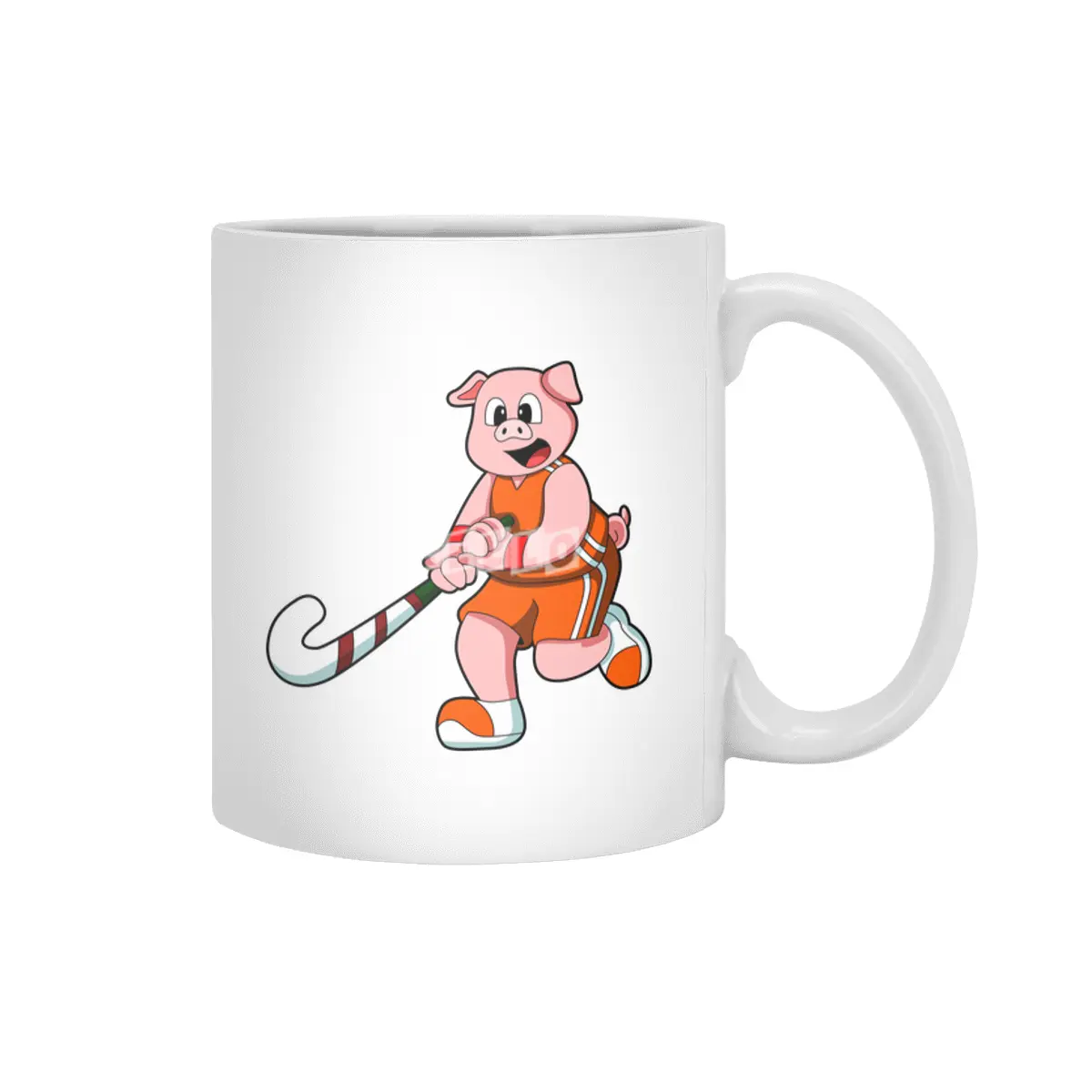 Pig at Hockey with Hockey stick Beyaz Kupa