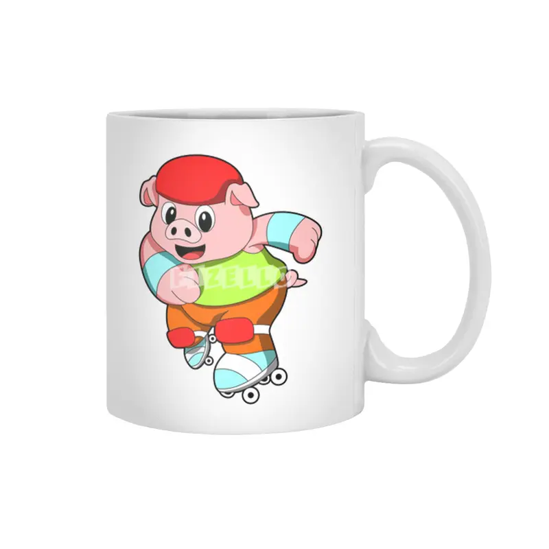 Pig at Inline skating with Inline skates & Helmet Beyaz Kupa
