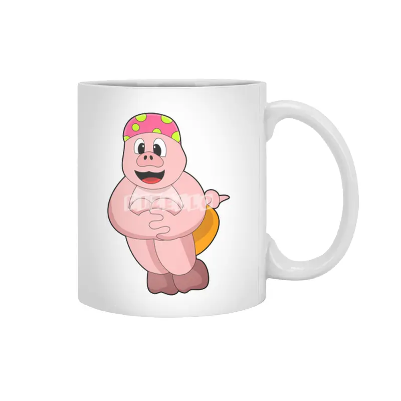 Pig at Jumping into Water Beyaz Kupa