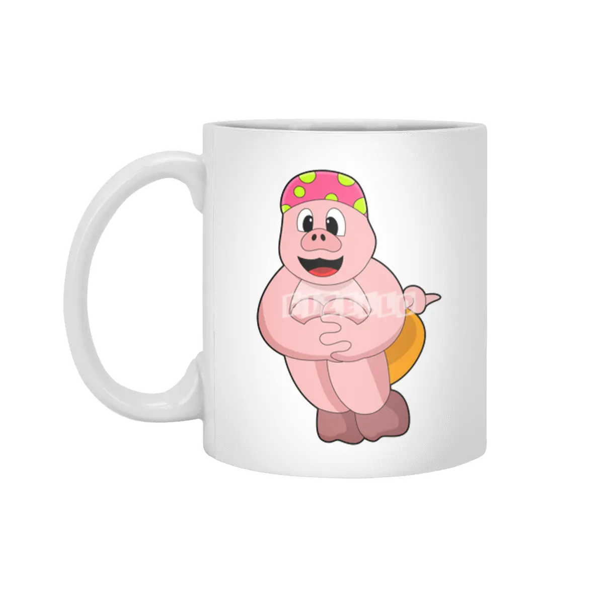 Pig at Jumping into Water Beyaz Kupa