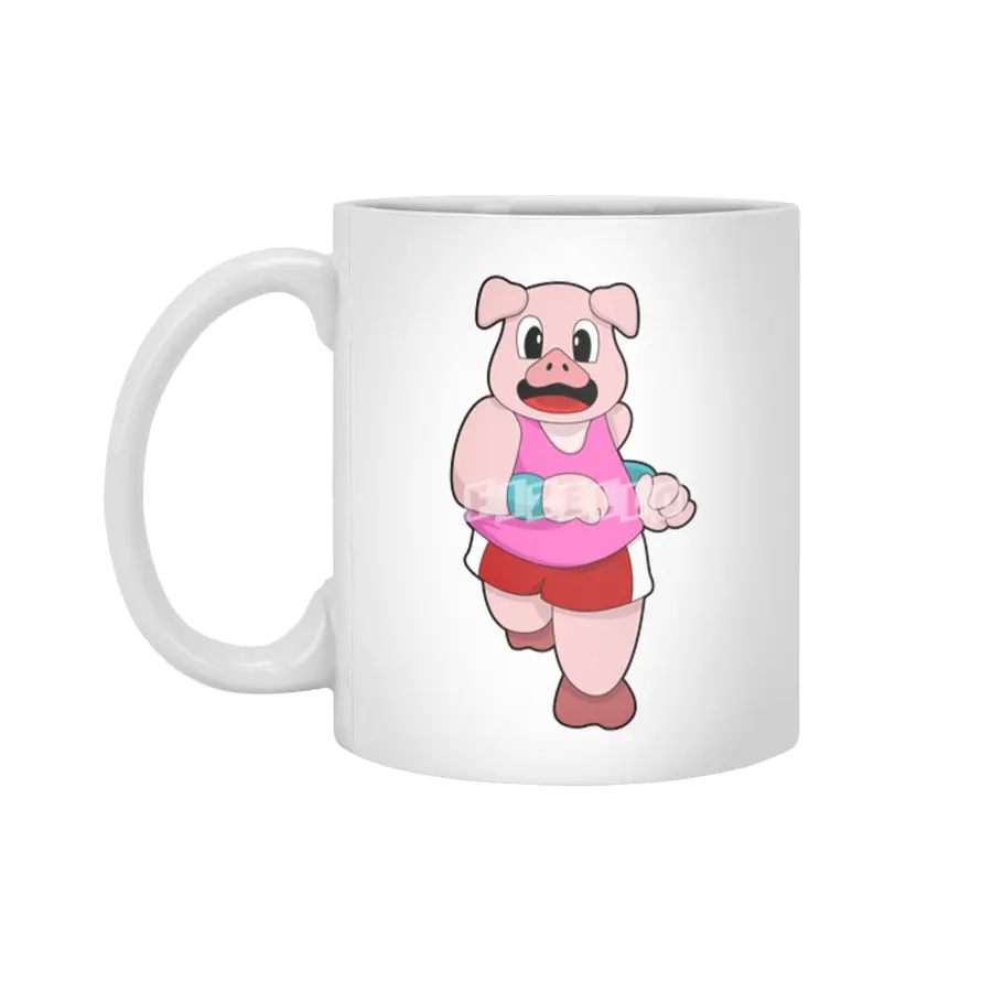Pig at Running Beyaz Kupa