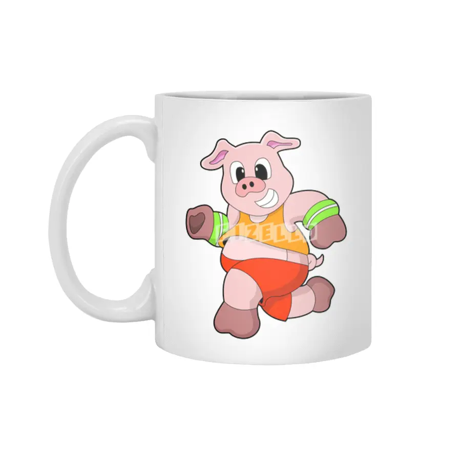 Pig at Running Beyaz Kupa