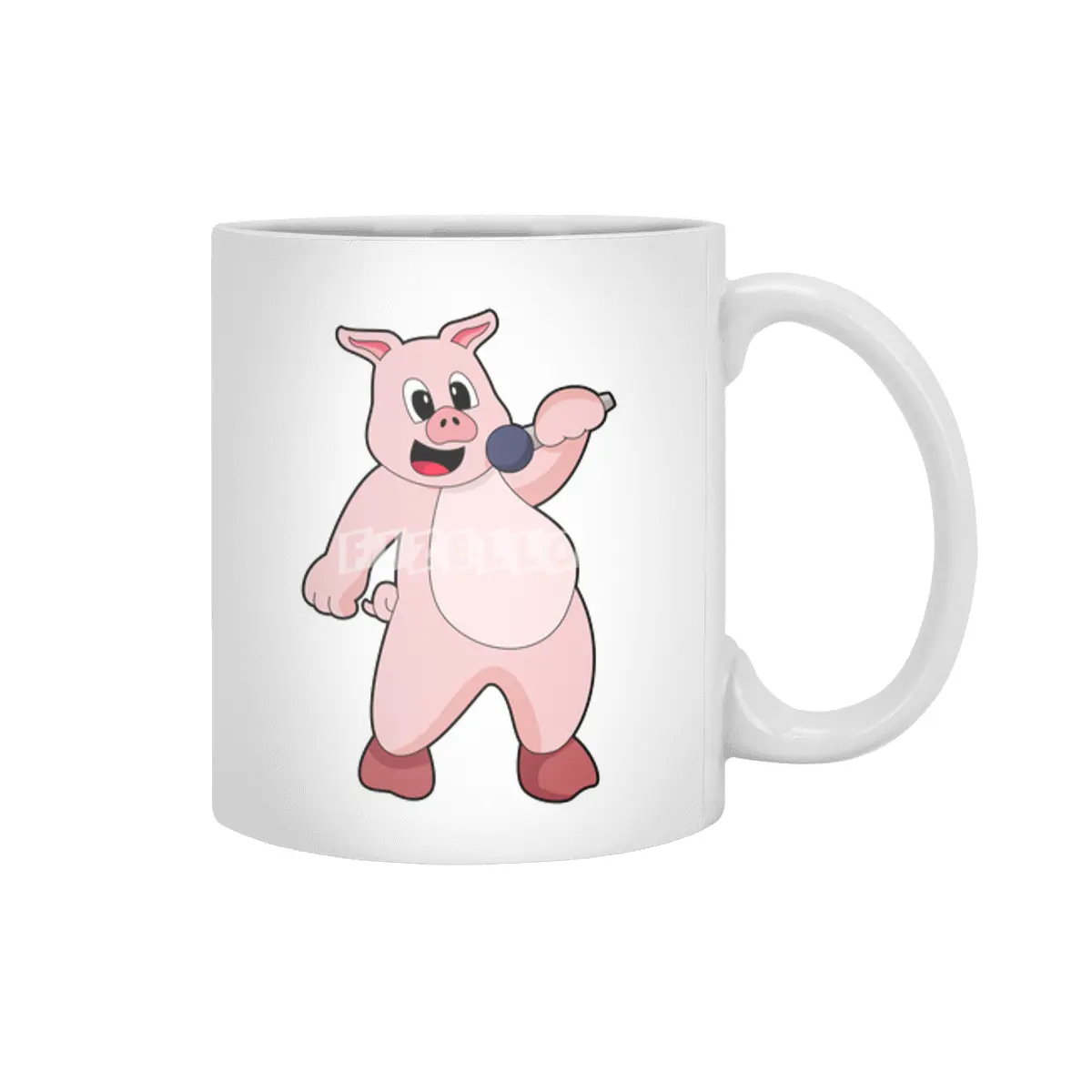 Pig at Singing with Microphone Beyaz Kupa
