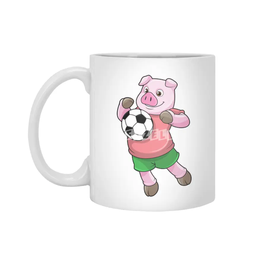 Pig at Soccer Sports Beyaz Kupa