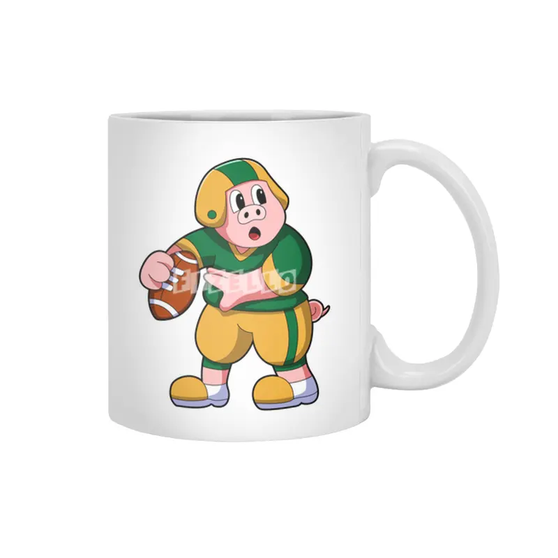 Pig at Sports with Football & Helmet Beyaz Kupa