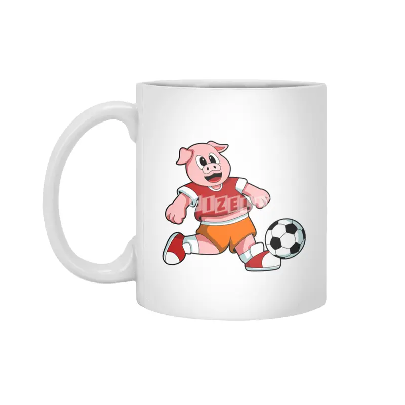Pig at Sports with Soccer Beyaz Kupa