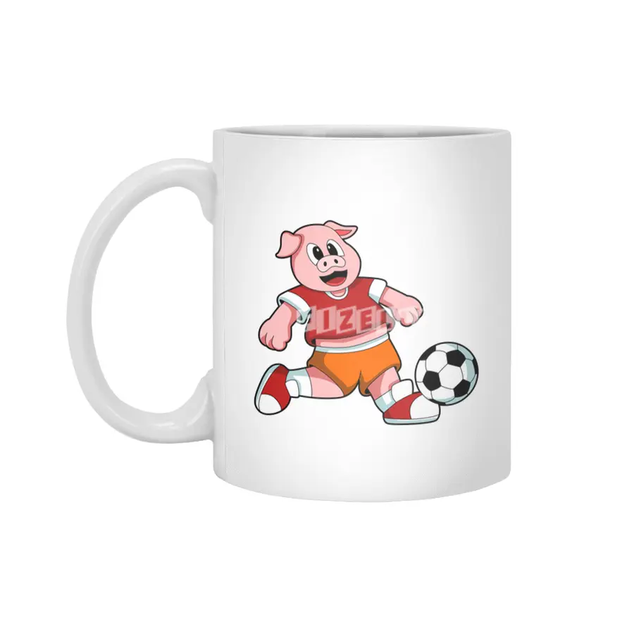 Pig at Sports with Soccer Beyaz Kupa
