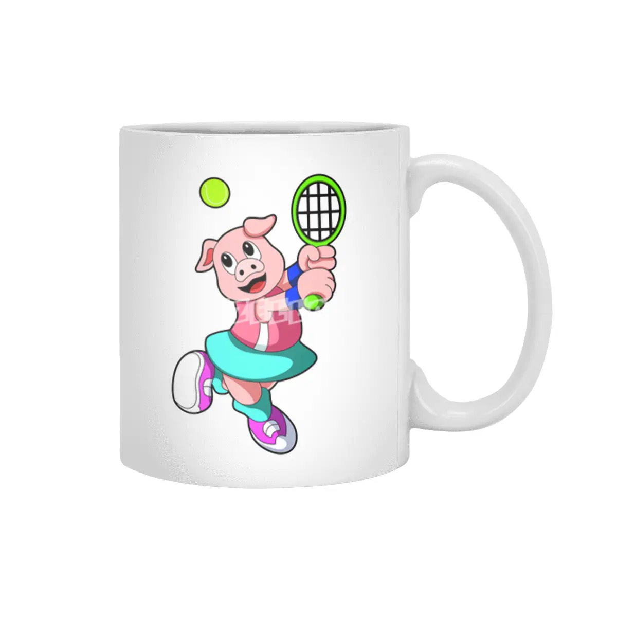 Pig at Tennis with Tennis racket & Skirt Beyaz Kupa