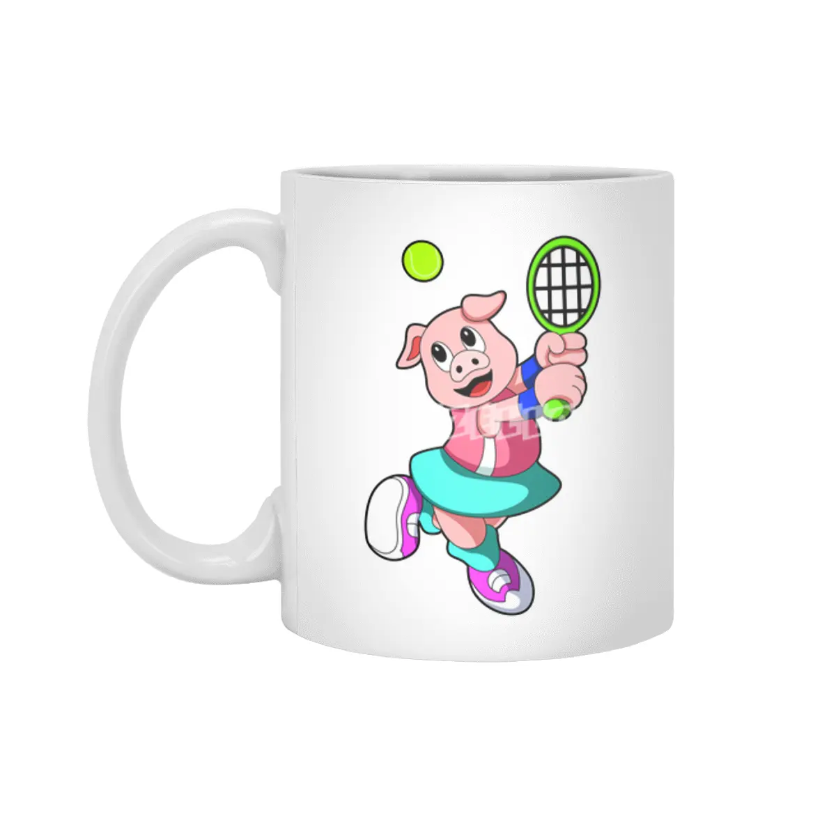 Pig at Tennis with Tennis racket & Skirt Beyaz Kupa