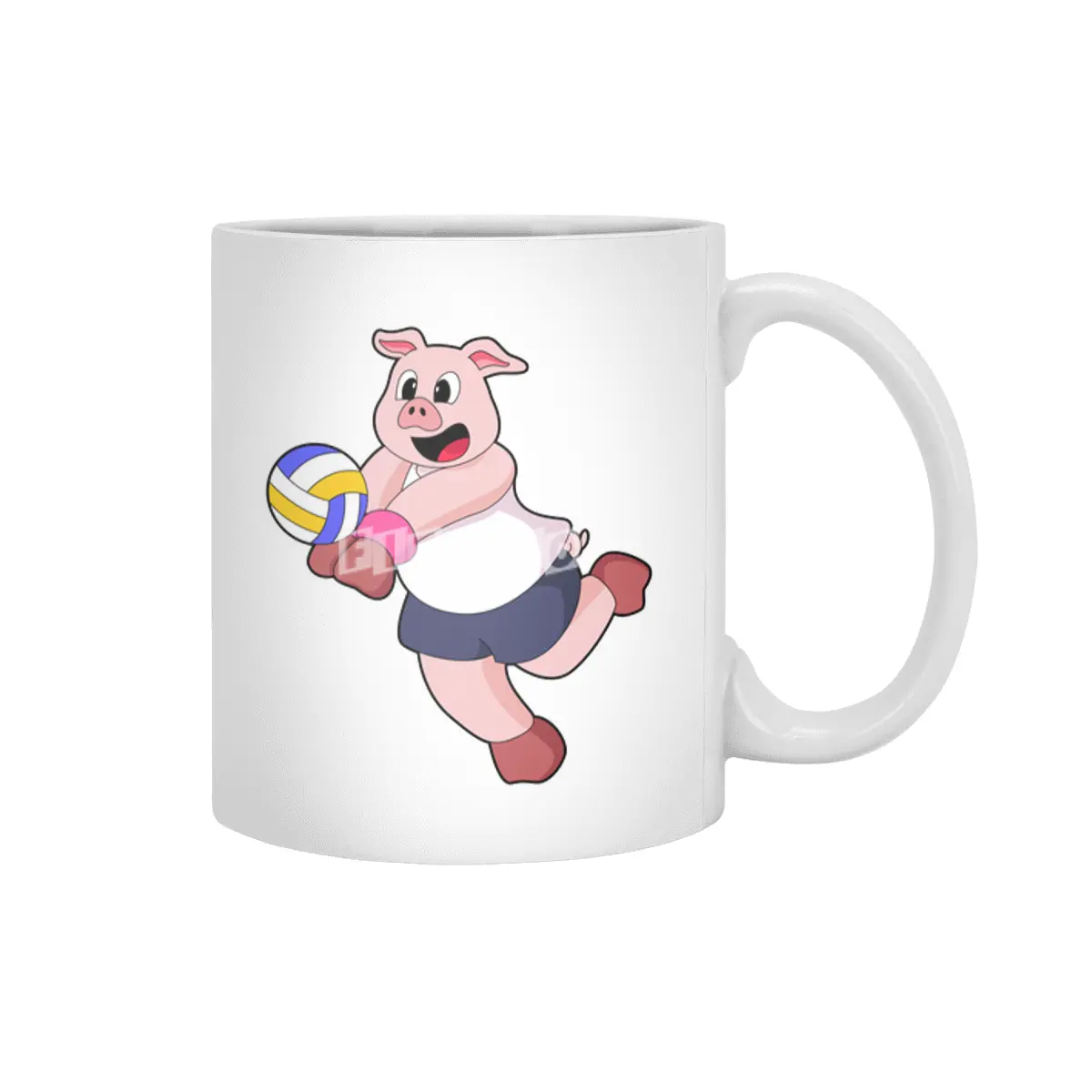 Pig at Volleyball Sports Beyaz Kupa