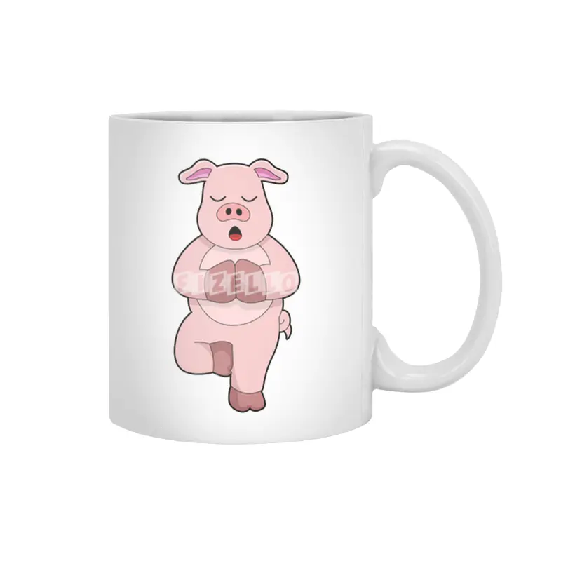 Pig at Yoga on a Leg Beyaz Kupa