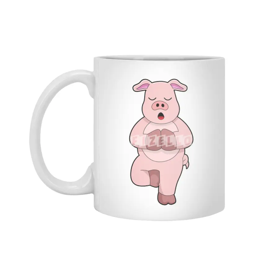 Pig at Yoga on a Leg Beyaz Kupa
