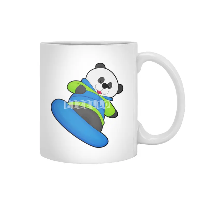 Panda as Snowboarder with Snowboard Beyaz Kupa