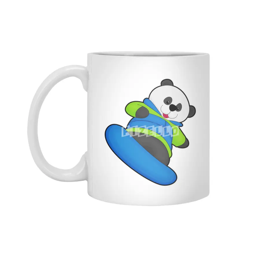 Panda as Snowboarder with Snowboard Beyaz Kupa