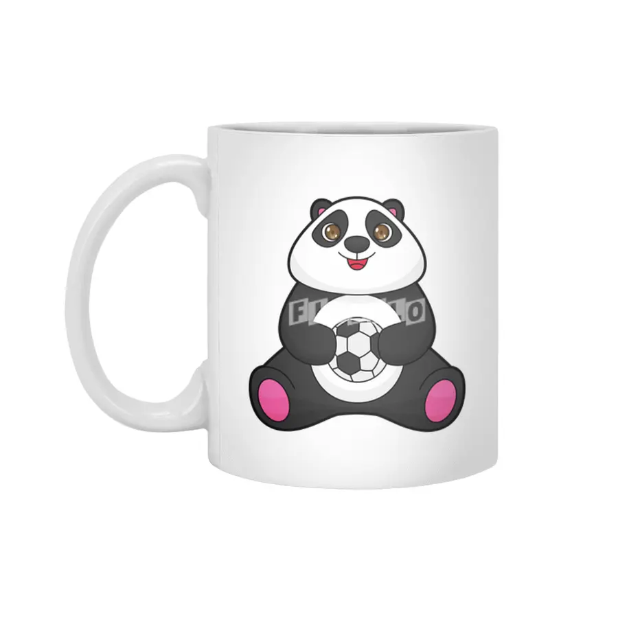 Panda as Soccer player with Soccer ball Beyaz Kupa