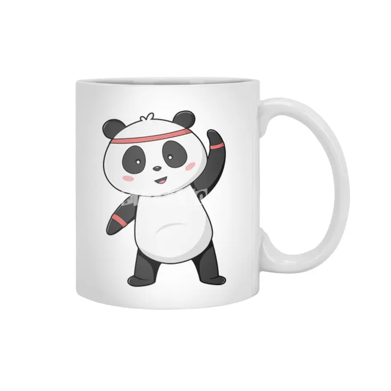 Panda at Fitness with Headband & Sweatband Beyaz Kupa