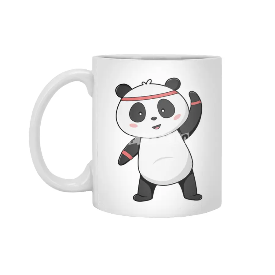 Panda at Fitness with Headband & Sweatband Beyaz Kupa