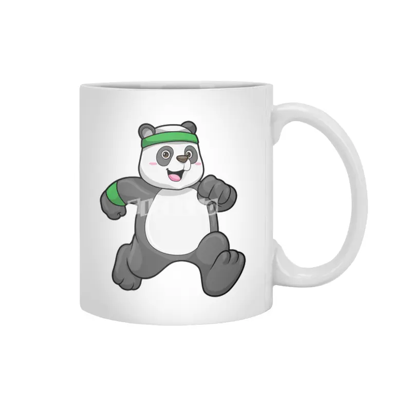 Panda at Jogging with Headband & Sweatband Beyaz Kupa