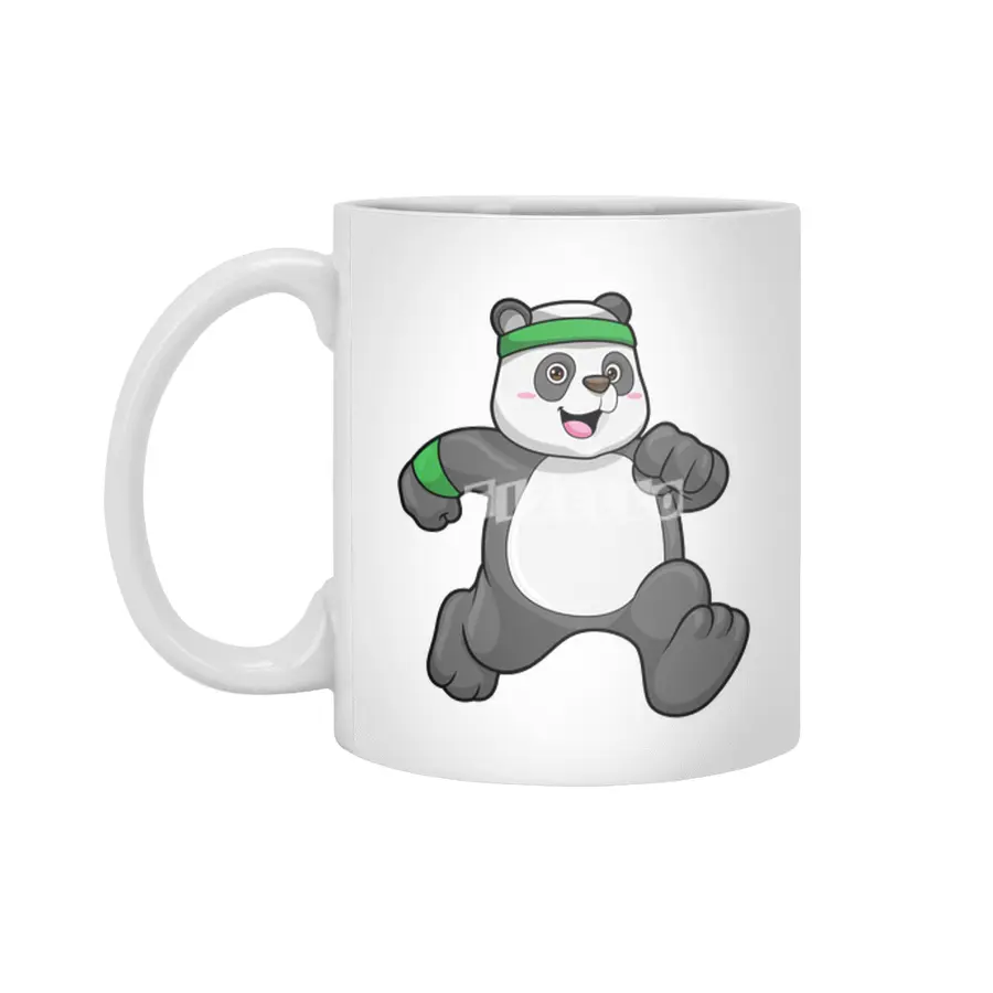 Panda at Jogging with Headband & Sweatband Beyaz Kupa