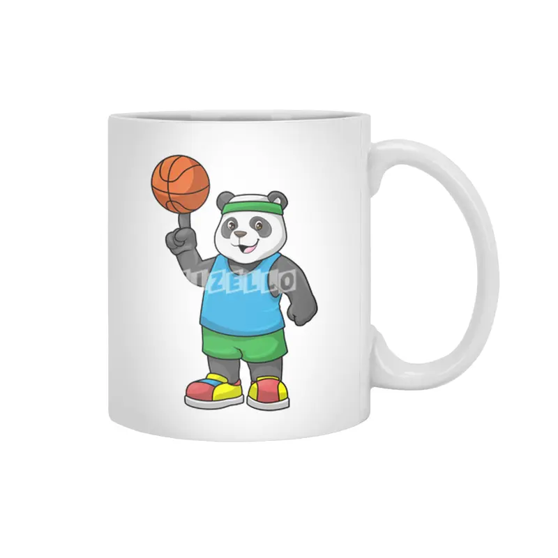 Panda at Sports with Basketball Beyaz Kupa
