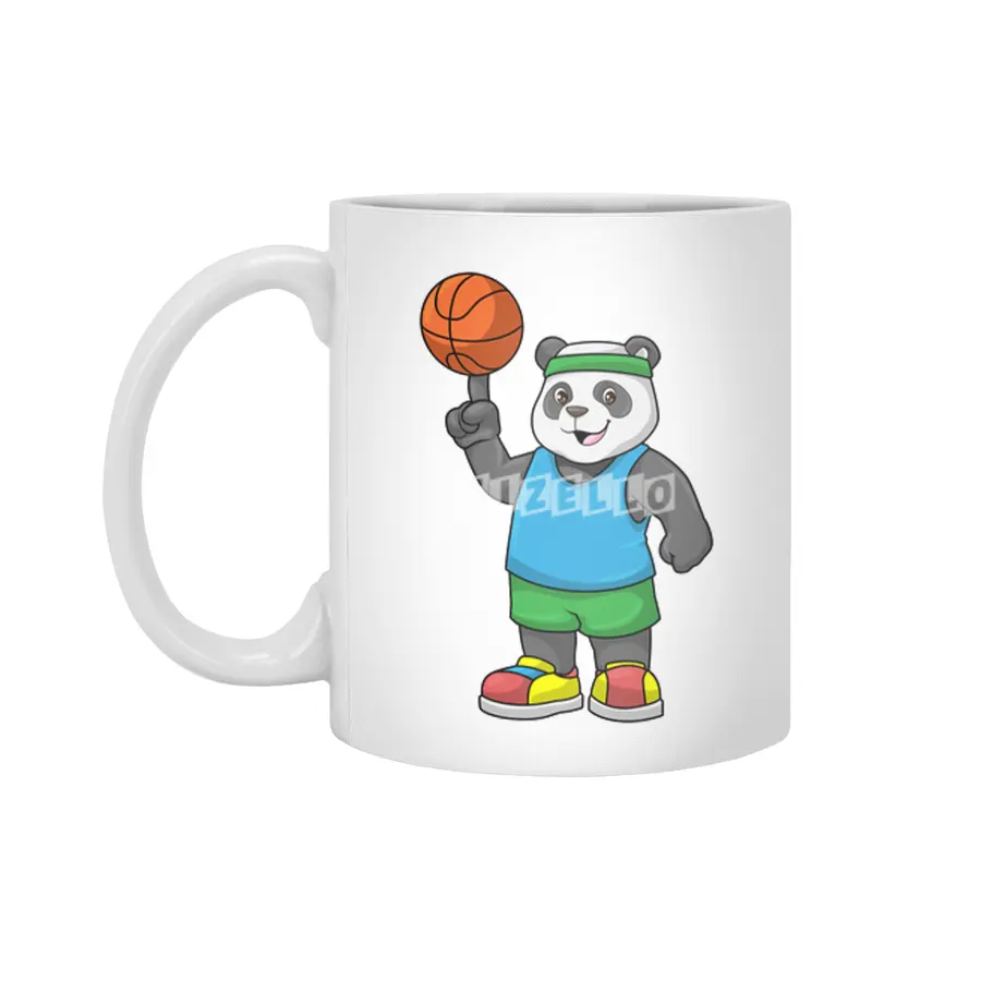Panda at Sports with Basketball Beyaz Kupa